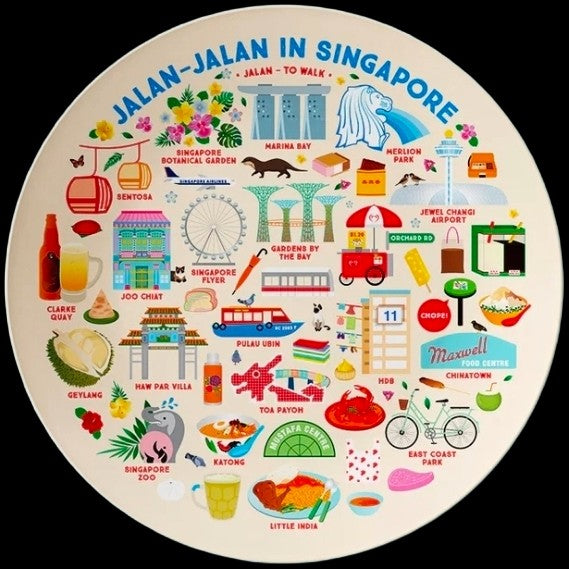 Jalan Jalan in Singapore - 10 inch Melamine Plate